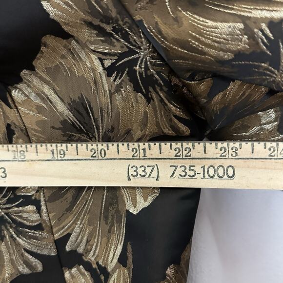 Chicos Metallic Floral Brocade Long Jacket Sz 3 Black Gold Evening Coat NWOT XL - Picture 14 of 15